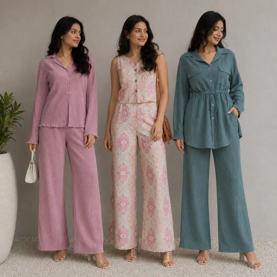 3 Women's Cotton Co-Ord Sets (C-7) in As shown in photos