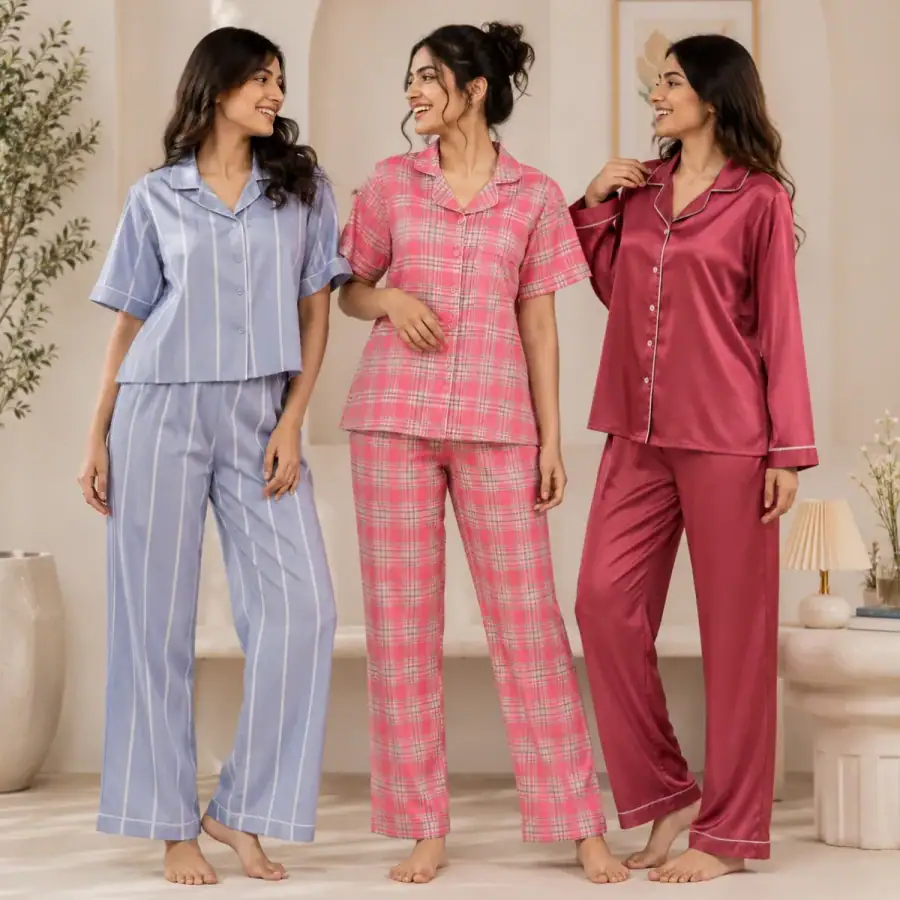 3 Combo Night Suit For Women ( N8 ) in As shown in photos