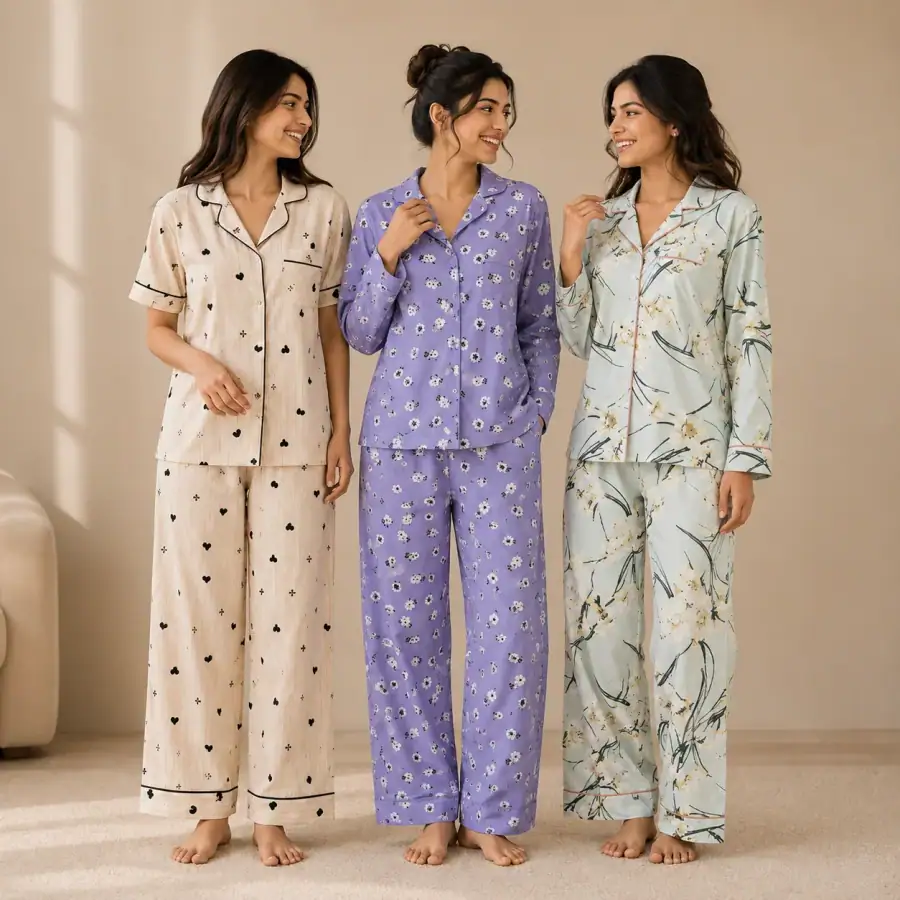 Combo 3 Women's Night Suit | Cotton (N-1) in As shown in photos