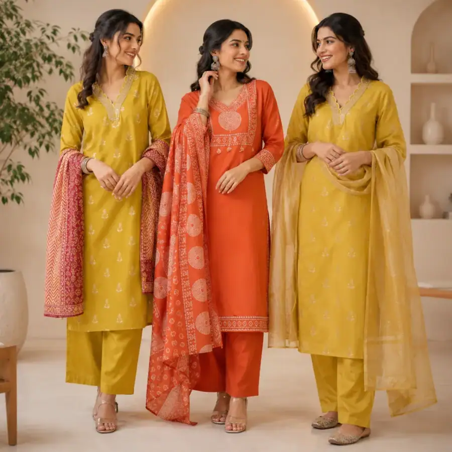 3 Combo Kurta Sets With Dupatta + Bottom (A5) in As shown in photos