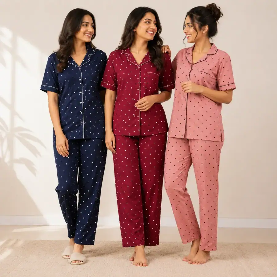 Combo 3 Women's Night Suit | Cotton (N-7) in As shown in photos