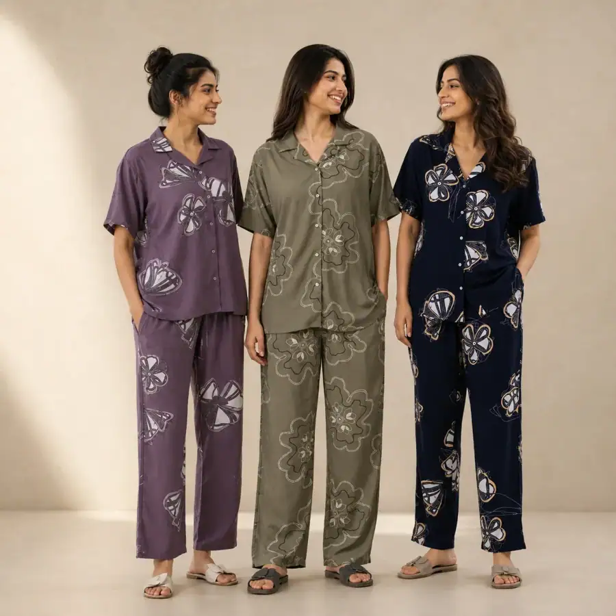 Combo 3 Women's Night Suit | Cotton (N-10) in As shown in photos