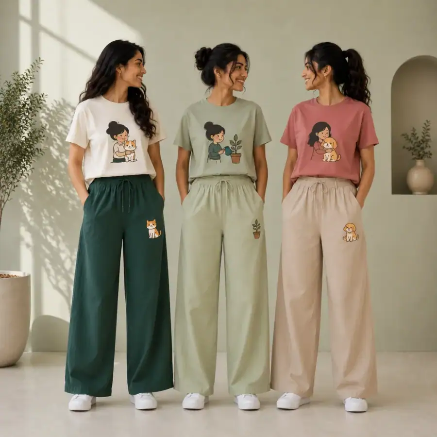 3 Women's T-Shirts With Trouser (K-2) in As shown in photos