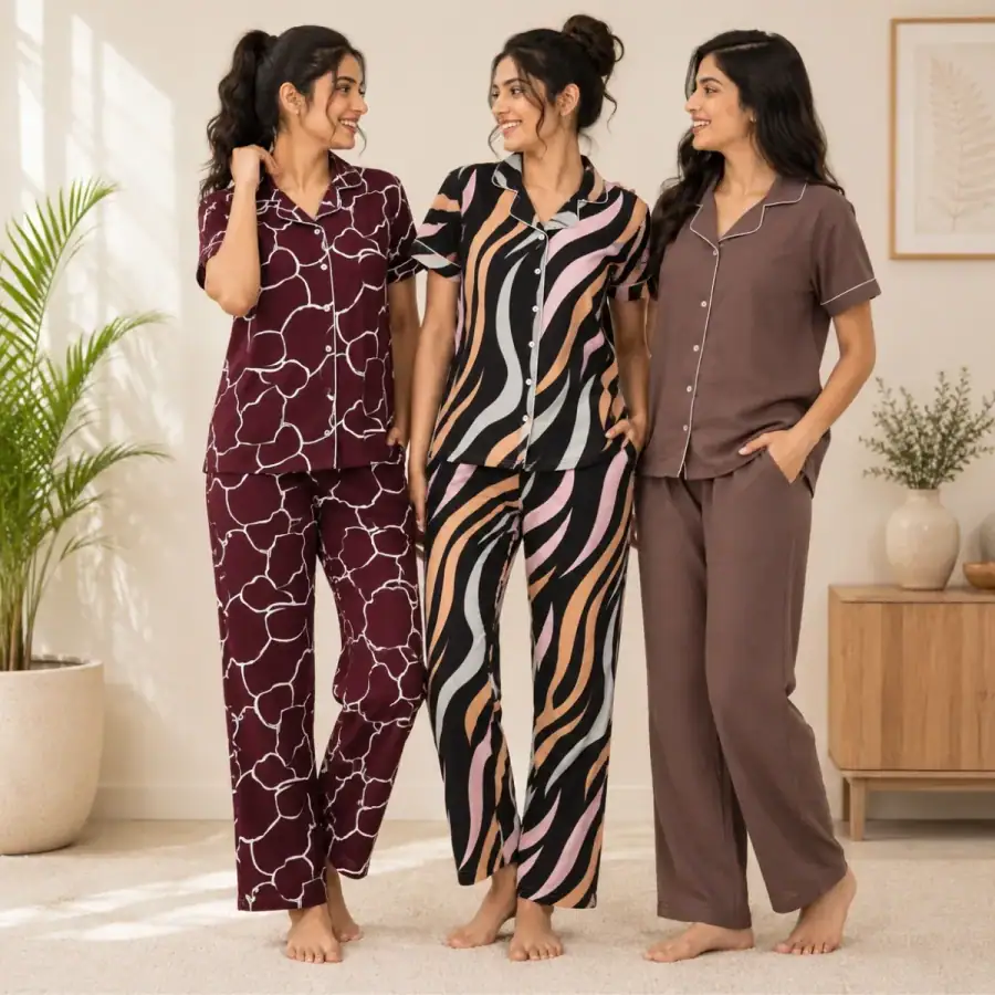 3 Women's Comfortable Night Suit Set ( N5 ) in As shown in photos