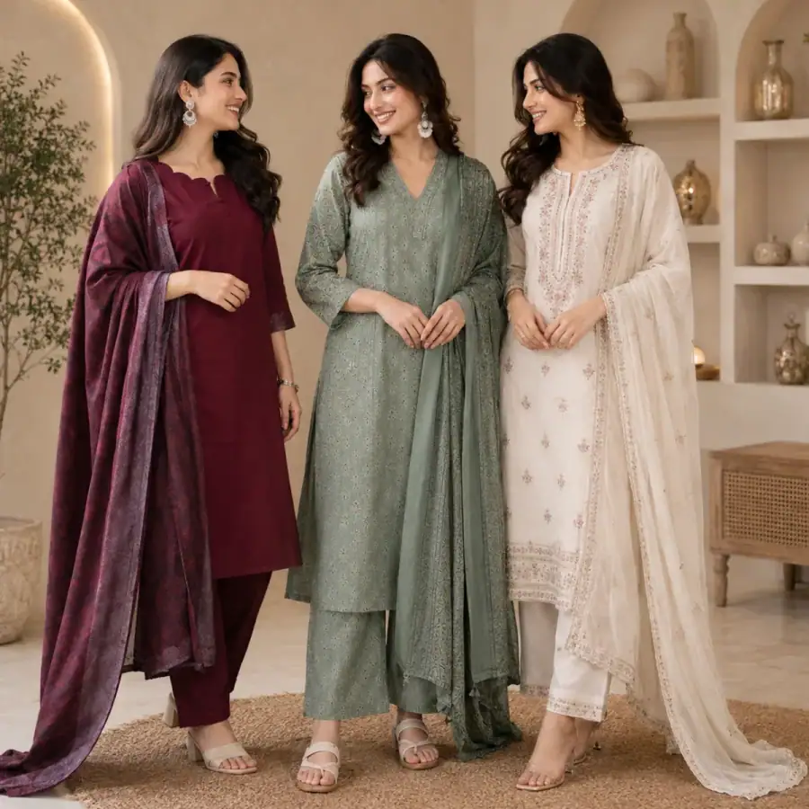 3 Combo Kurta Sets With Dupatta + Bottom (A2) in As shown in photos