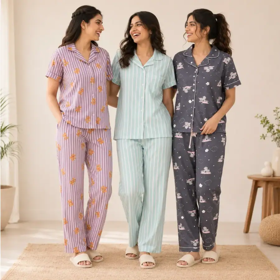 3 Women's Comfortable Night Suit Set ( N2 ) in As shown in photos