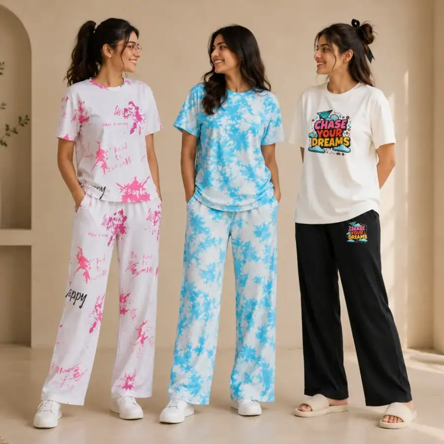 3 Cotton T-Shirt With Bottom (T-7) in As shown in photos