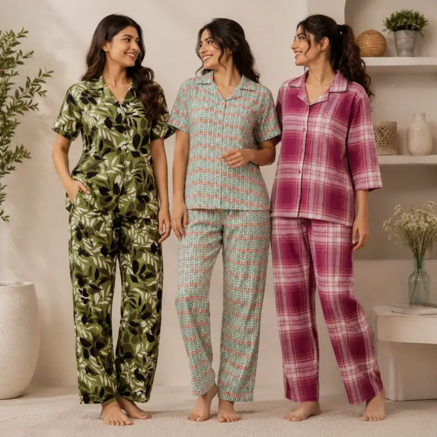 3 Combo Night Suit For Women ( N7 ) in As shown in photos