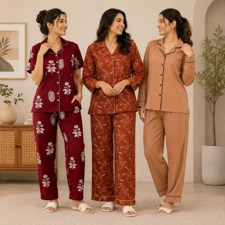 3 Combo Night Suit For Women ( N9 ) in As shown in photos