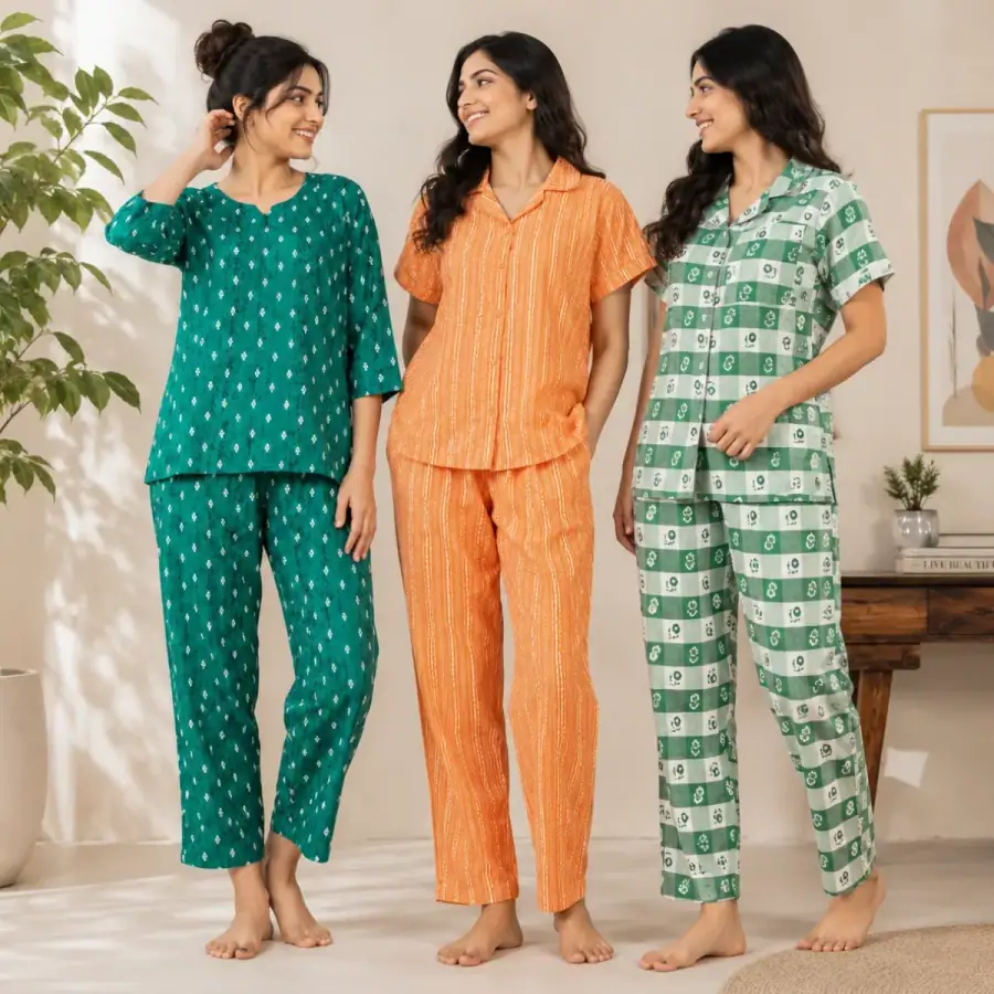 3 Combo Night Suit For Women ( N6 ) in As shown in photos