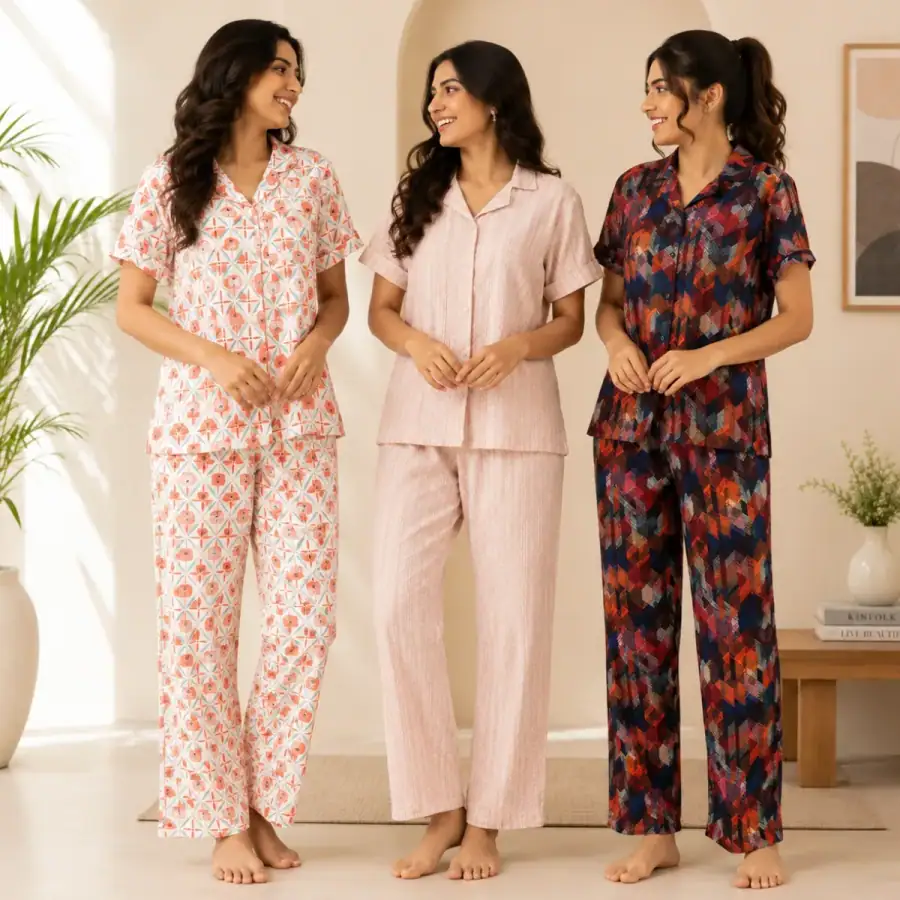 3 Combo Night Suit For Women ( N3 ) in As shown in photos
