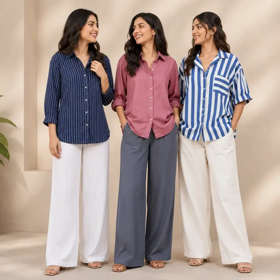 3 Linen Outfit Sets for Women ( L-8 ) in As shown in photos