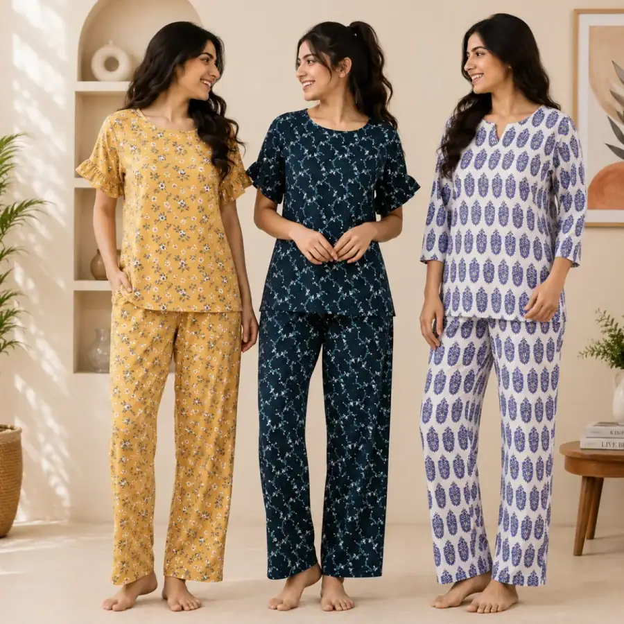3 Combo Night Suit For Women ( N4 ) in As shown in photos